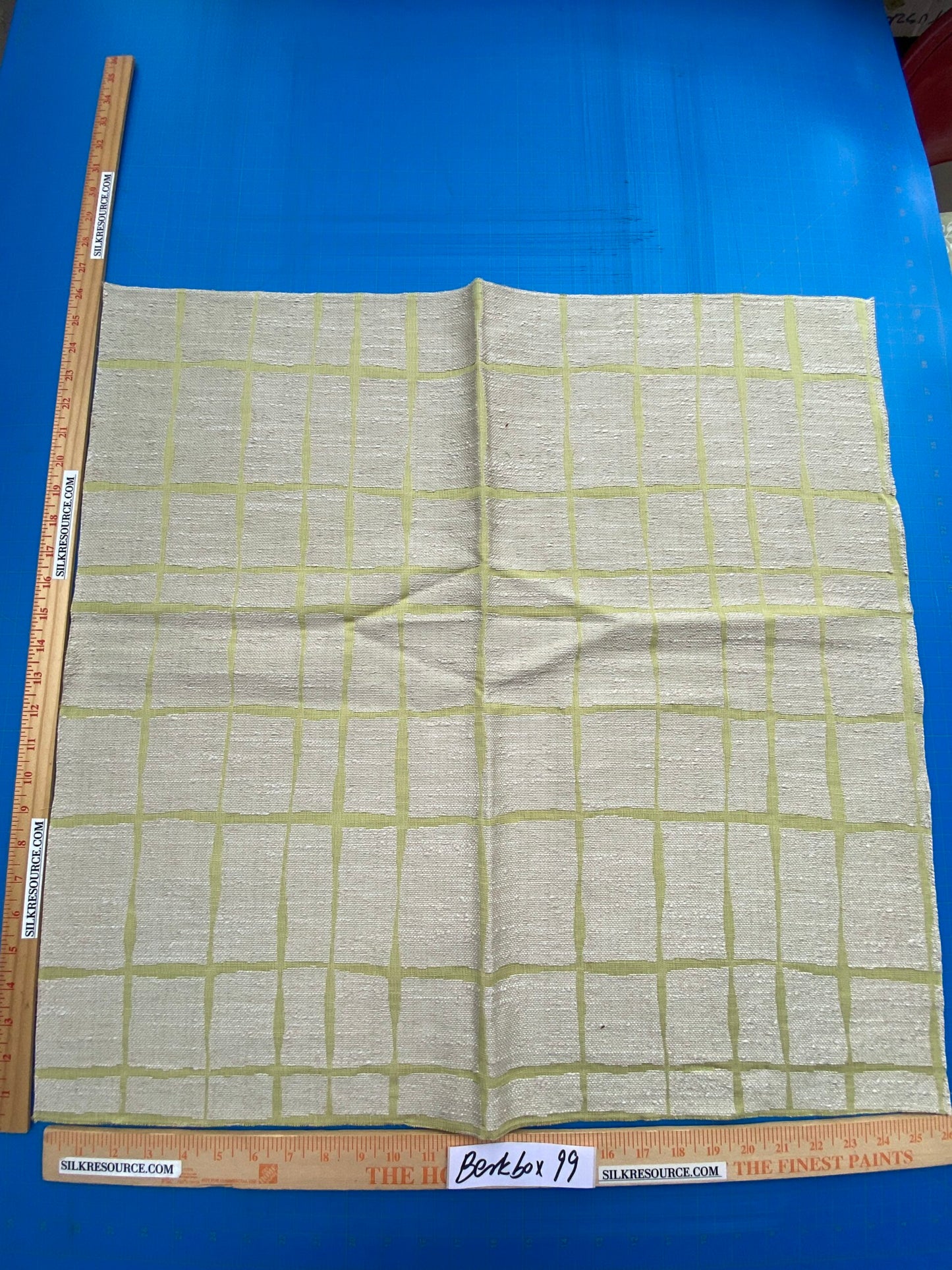 36 Berkbox99 Square Jacquard by Scalamandre Everglades Club Lime Green Abstract Plaid Check MSRP USD228/y