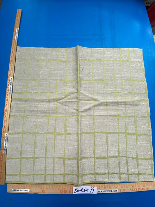 36 Berkbox99 Square Jacquard by Scalamandre Everglades Club Lime Green Abstract Plaid Check MSRP USD228/y