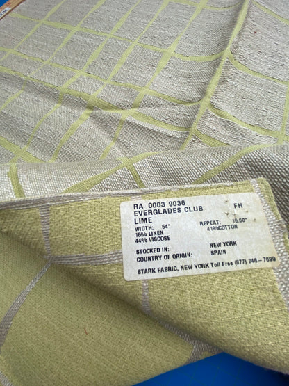 36 Berkbox99 Square Jacquard by Scalamandre Everglades Club Lime Green Abstract Plaid Check MSRP USD228/y