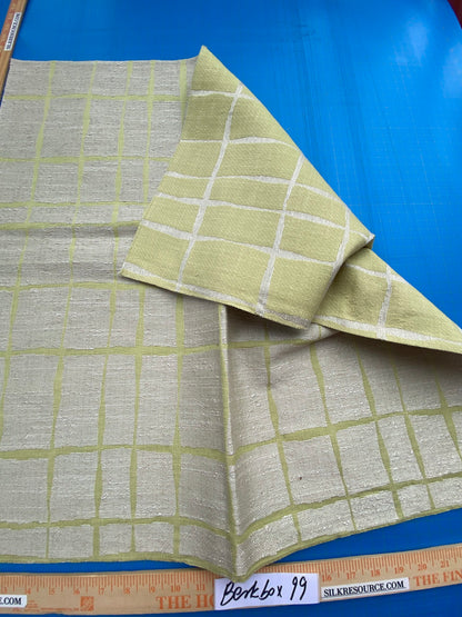 36 Berkbox99 Square Jacquard by Scalamandre Everglades Club Lime Green Abstract Plaid Check MSRP USD228/y