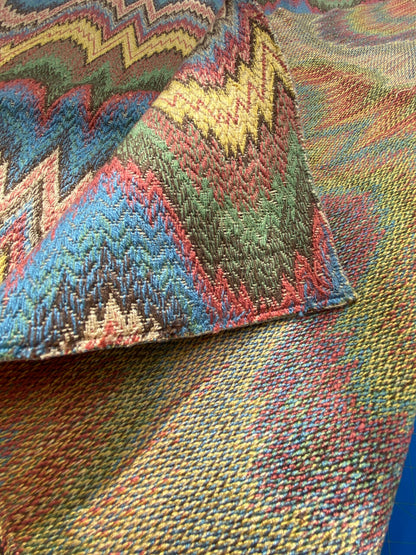 37 Berkbox99 Square Jacquard by Scalamandre Flamestitch Pattern Chevron Brown Yellow Green Red Blue MSRP USD300+/y