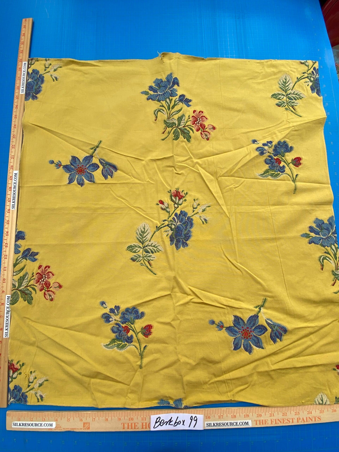 38 Berkbox99 Square Jacquard by Scalamandre Floral Botanical Yellow Blue Green MSRP USD300/y