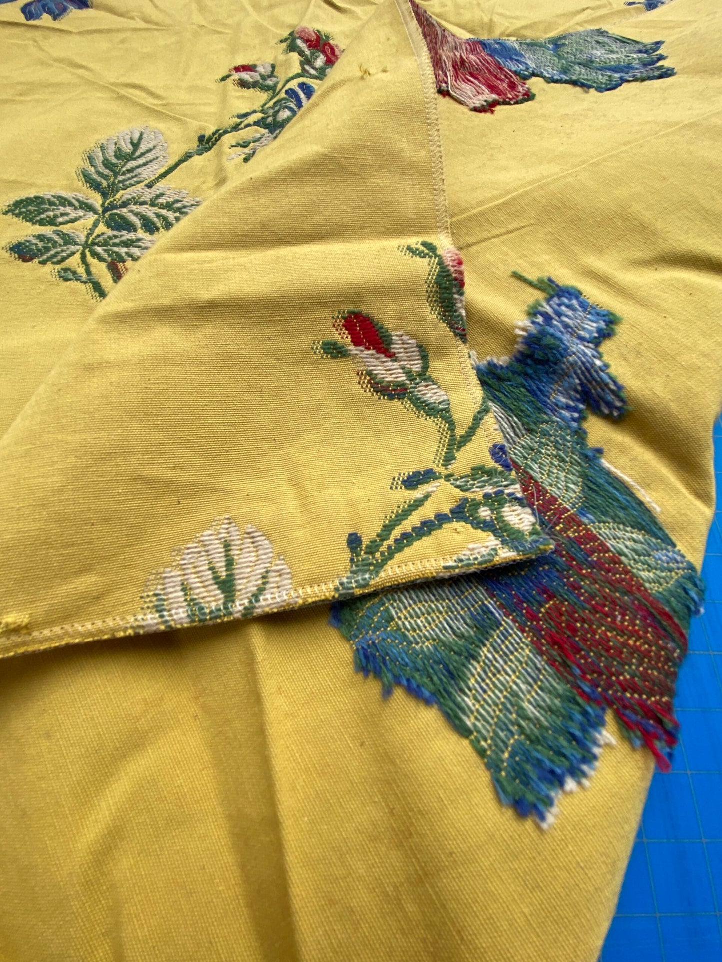 38 Berkbox99 Square Jacquard by Scalamandre Floral Botanical Yellow Blue Green MSRP USD300/y