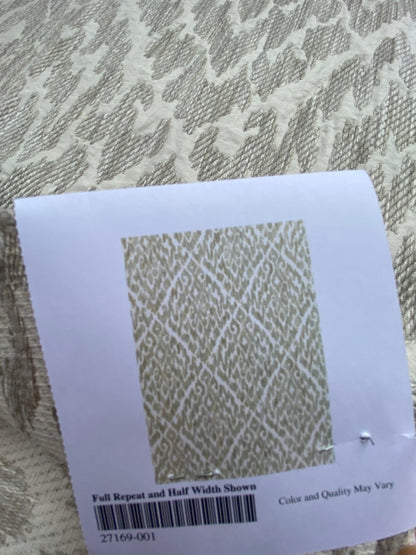 39 Berkbox99 Square Embroidery by Scalamandre Lhasa Ikat Weave Greige Beige Gray and White MSRP USD 362/Y