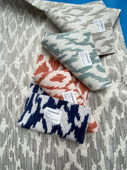 39 Berkbox99 Square Embroidery by Scalamandre Lhasa Ikat Weave Greige Beige Gray and White MSRP USD 362/Y