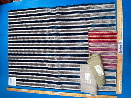 40 Berkbox99 Square Velvet by Scalamandre Old World Weavers La Foltiere Sapphire Platinum blue White Gray Cut Velvet Stripe MSRP USD 284/y