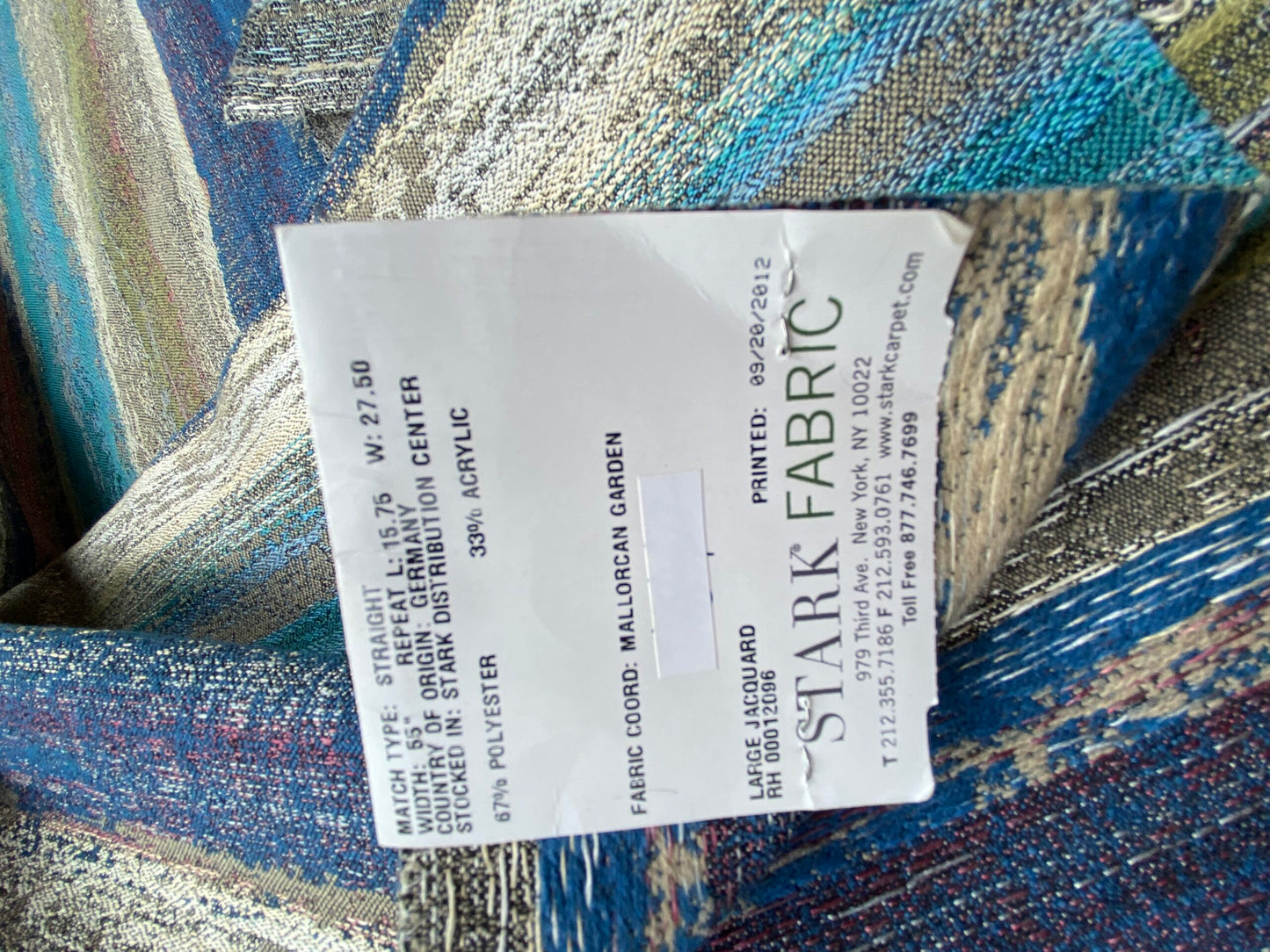 41 Berkbox99 Square Jacquard by Old World Weavers Stria Turquoise Marine Stripe Abstract Blue Gray Beige MSRP USD260/y