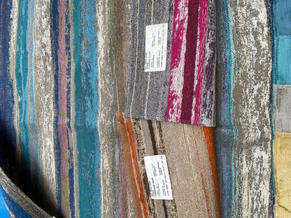 41 Berkbox99 Square Jacquard by Old World Weavers Stria Turquoise Marine Stripe Abstract Blue Gray Beige MSRP USD260/y