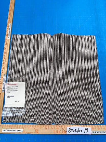 43 Berkbox99 Square Jacquard by Scalamandre Herringbone Di Lusso Black White Linen Silk MSRP USD478/y