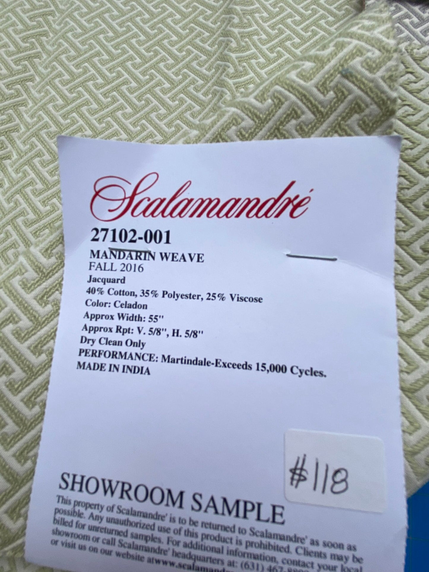 44 Berkbox99 Square Jacquard by Scalamandre Mandarin Weave Celadon Green Beige Geometric Fretwork Small Scale MSRP USD206/y