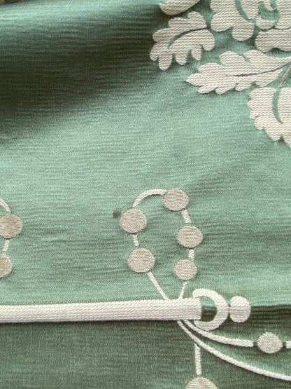 48 Berkbox99 Square Jacquard by Scalamandre Meuse Ornamental Cream on Green Silk Lampas MSRP USD718/y