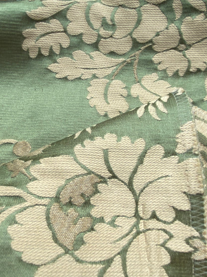 48 Berkbox99 Square Jacquard by Scalamandre Meuse Ornamental Cream on Green Silk Lampas MSRP USD718/y