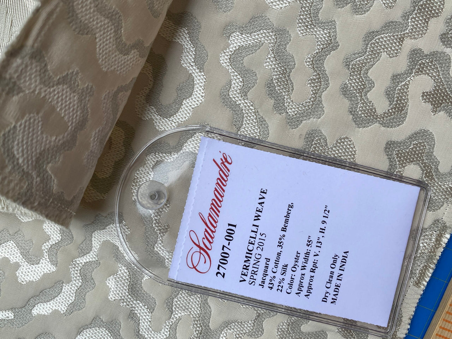 49 Berkbox99 Square Jacquard by Scalamandre Vermicelli Weave Oyster Abstract Beige MSRP USD300/y