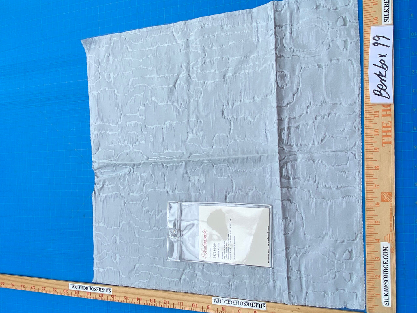 51 Berkbox99 Square Jacquard by Scalamandre Salon Moire Nordic Blue Damask Shell USD 442/yd