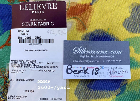 3 Berkbox18 Scalamandre Lelievre of Paris Woven 1.2 Yards Bali-le Nabis Yellow Red Green MSRP USD 696/y