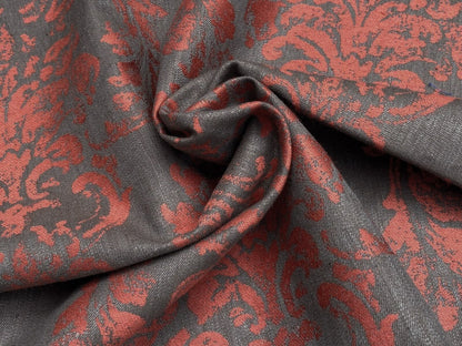 Scalamandre Agios Damask Red On Brown Magnificent Renaissance Damask Fil Coupe Old World Weavers  MSRP USD 296/Y