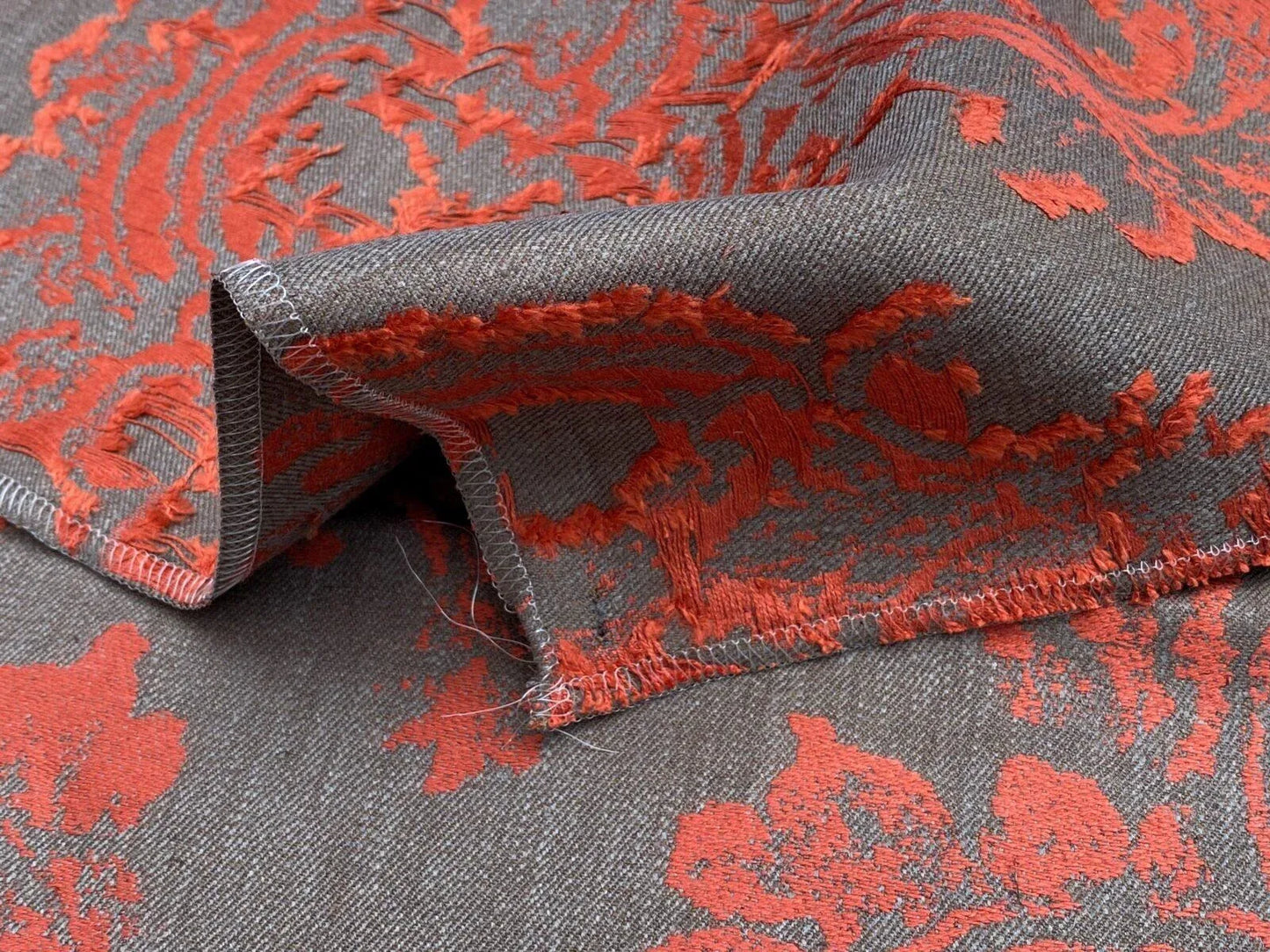Scalamandre Agios Damask Red On Brown Magnificent Renaissance Damask Fil Coupe Old World Weavers  MSRP USD 296/Y