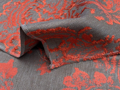 Scalamandre Agios Damask Red On Brown Magnificent Renaissance Damask Fil Coupe Old World Weavers  MSRP USD 296/Y
