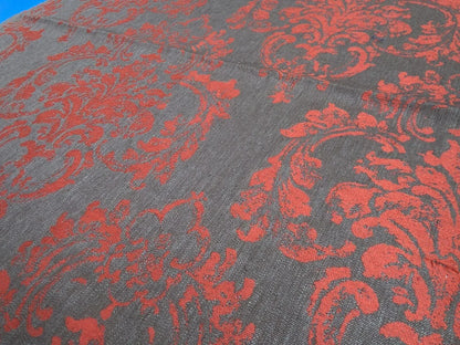 Scalamandre Agios Damask Red On Brown Magnificent Renaissance Damask Fil Coupe Old World Weavers  MSRP USD 296/Y
