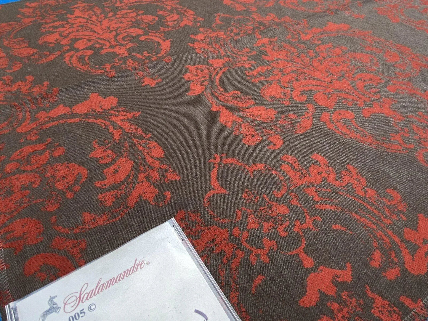 Scalamandre Agios Damask Red On Brown Magnificent Renaissance Damask Fil Coupe Old World Weavers  MSRP USD 296/Y