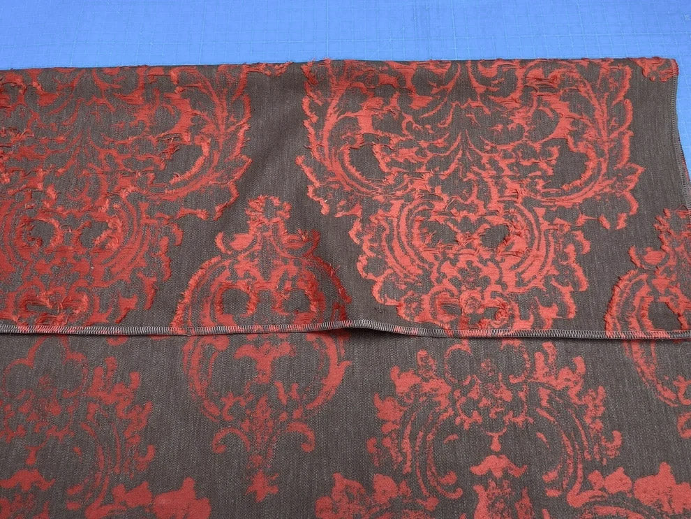 Scalamandre Agios Damask Red On Brown Magnificent Renaissance Damask Fil Coupe Old World Weavers  MSRP USD 296/Y