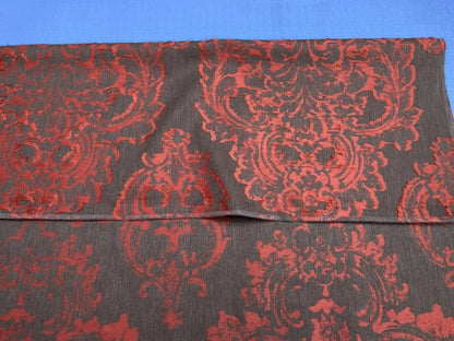 Scalamandre Agios Damask Red On Brown Magnificent Renaissance Damask Fil Coupe Old World Weavers  MSRP USD 296/Y