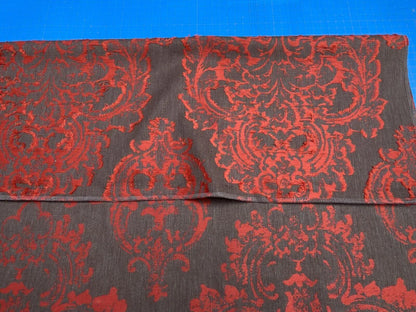 Scalamandre Agios Damask Red On Brown Magnificent Renaissance Damask Fil Coupe Old World Weavers  MSRP USD 296/Y