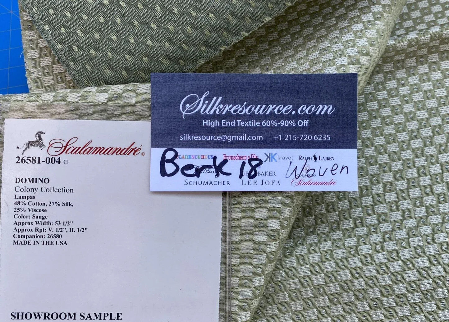 10 Berkbox18 Scalamandre Woven Domino Colony Collection Sauge