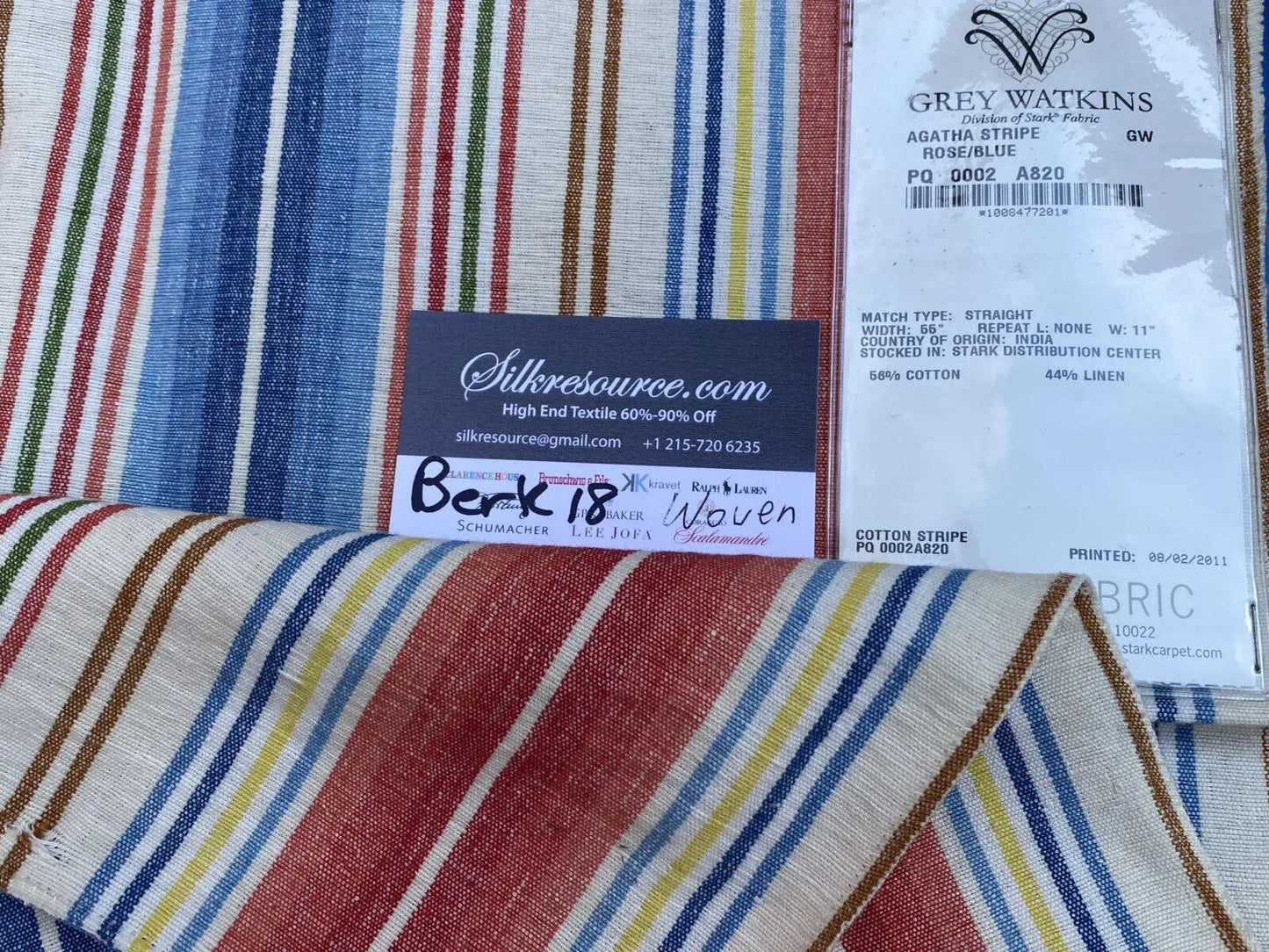 11 Berkbox18 Scalamandre Woven Agatha Stripe Rose/blue