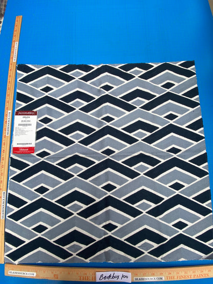 3 Berkbox100 Square Jacquard by Scalamandre Alhambra Grazia Sea Black Gray Geometric Embroidery MSRP USD300+/y