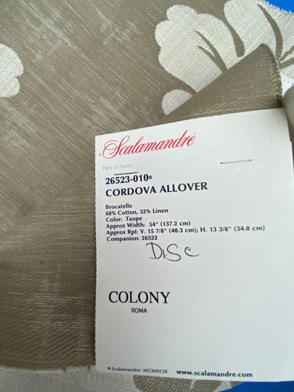 4 Berkbox100 Square Jacquard by Scalamandre Cordova Allover Brocatelle Taupe Leaves Foliage MSRP 300+/y