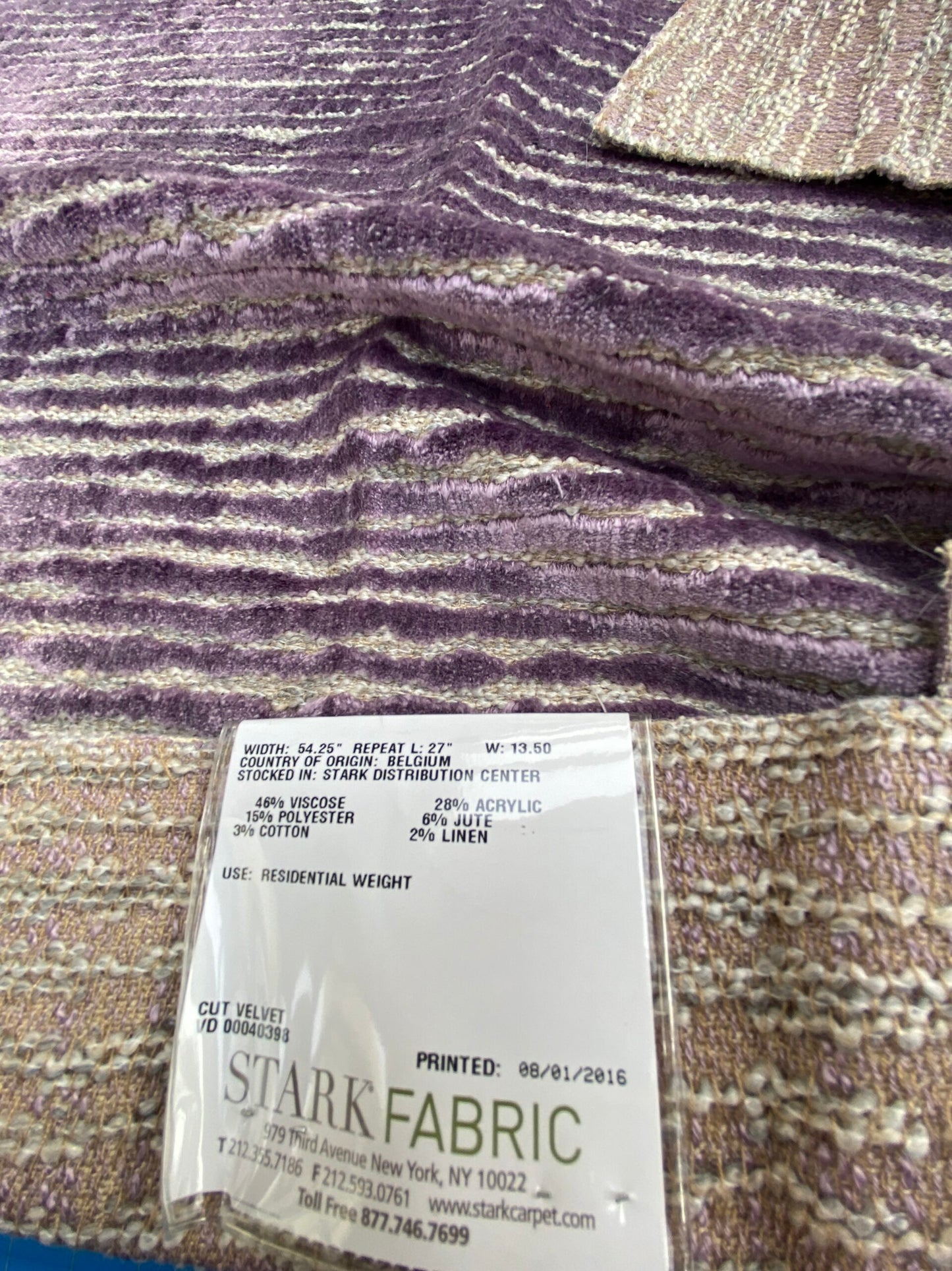 8 Berkbox100 Square Jacquard by Old World Weavers Atira Lavender Aura Cut Velvet Purple Beige Stripe MSRP USD188/y