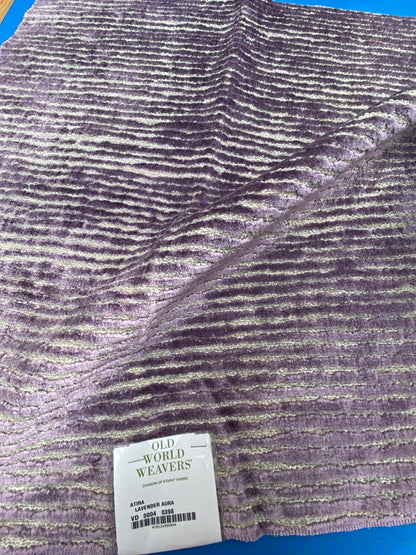 8 Berkbox100 Square Jacquard by Old World Weavers Atira Lavender Aura Cut Velvet Purple Beige Stripe MSRP USD188/y