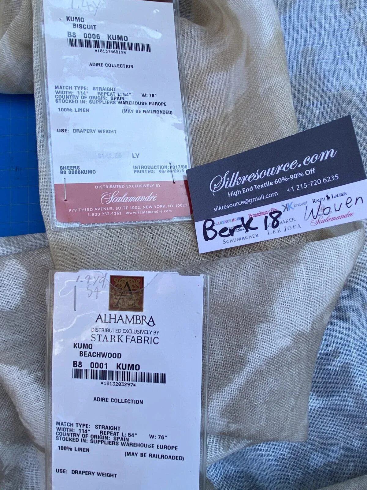 39 Berkbox18 Scalamandre Woven 1.4yards Beachwood + 1.4yards Asphalt