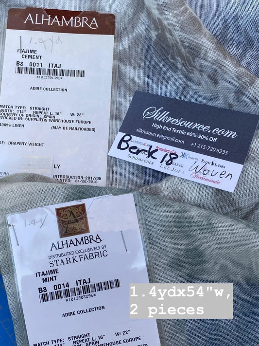 40 Berkbox18 Scalamandre Woven 1.4 Yard Itajime Mint X 1.4 Itajime Cement