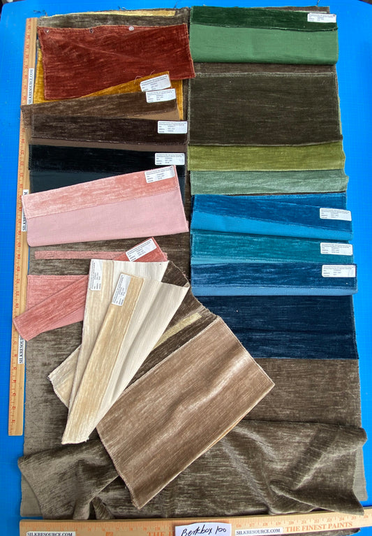 13 Berkbox100 Square Velvet by Old World Weavers Como Linen Smokey Quartz 1.6Yx 26"wide+ 19 pieces of 7" x 12"w in Different Colorways MSRP USD354/y