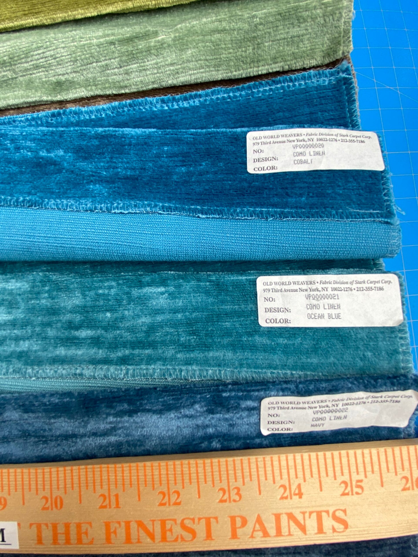 13 Berkbox100 Square Velvet by Old World Weavers Como Linen Smokey Quartz 1.6Yx 26"wide+ 19 pieces of 7" x 12"w in Different Colorways MSRP USD354/y