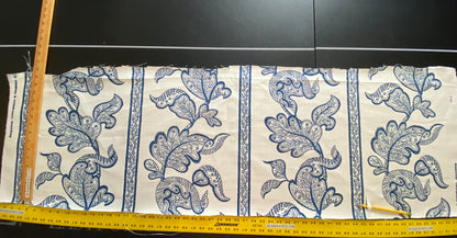 0.4Y Scalamandre Brooke Navy On White Blue Cotton Linen Print Heavy Cotton Linen Jacobean Flower Albert Hadley (Copy)