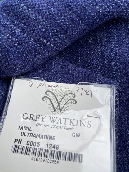 20 Berkbox100 Square Plain Texture by Grey Watkins Tamil Ultramarine Chenille Plain 27" x 27"w 9 Pieces in Different Colorways MSRP USD216/y