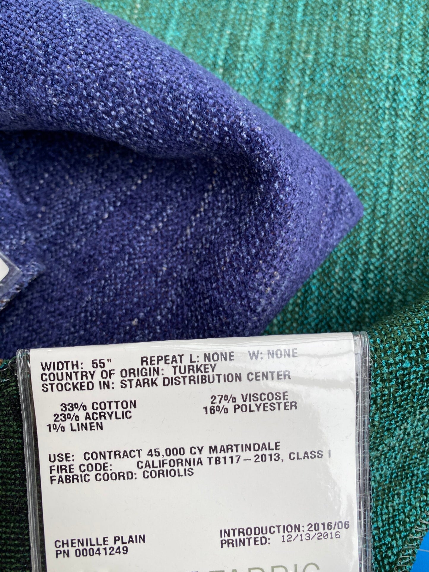 20 Berkbox100 Square Plain Texture by Grey Watkins Tamil Ultramarine Chenille Plain 27" x 27"w 9 Pieces in Different Colorways MSRP USD216/y