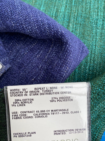 20 Berkbox100 Square Plain Texture by Grey Watkins Tamil Ultramarine Chenille Plain 27" x 27"w 9 Pieces in Different Colorways MSRP USD216/y