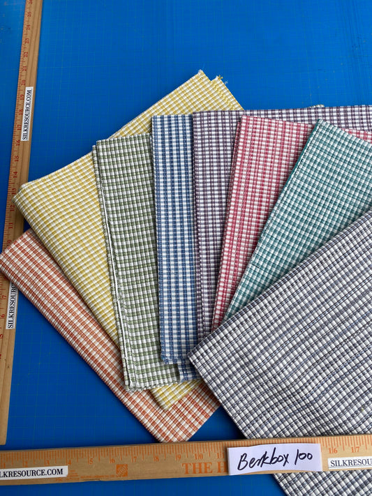 22 Berkbox100 Square Jacquard by Scalamandre MAGPIE 8 Pieces 100% Cotton Plaid Check Small Scale 27"x27" each in Different Colorways MSRP USD214/y