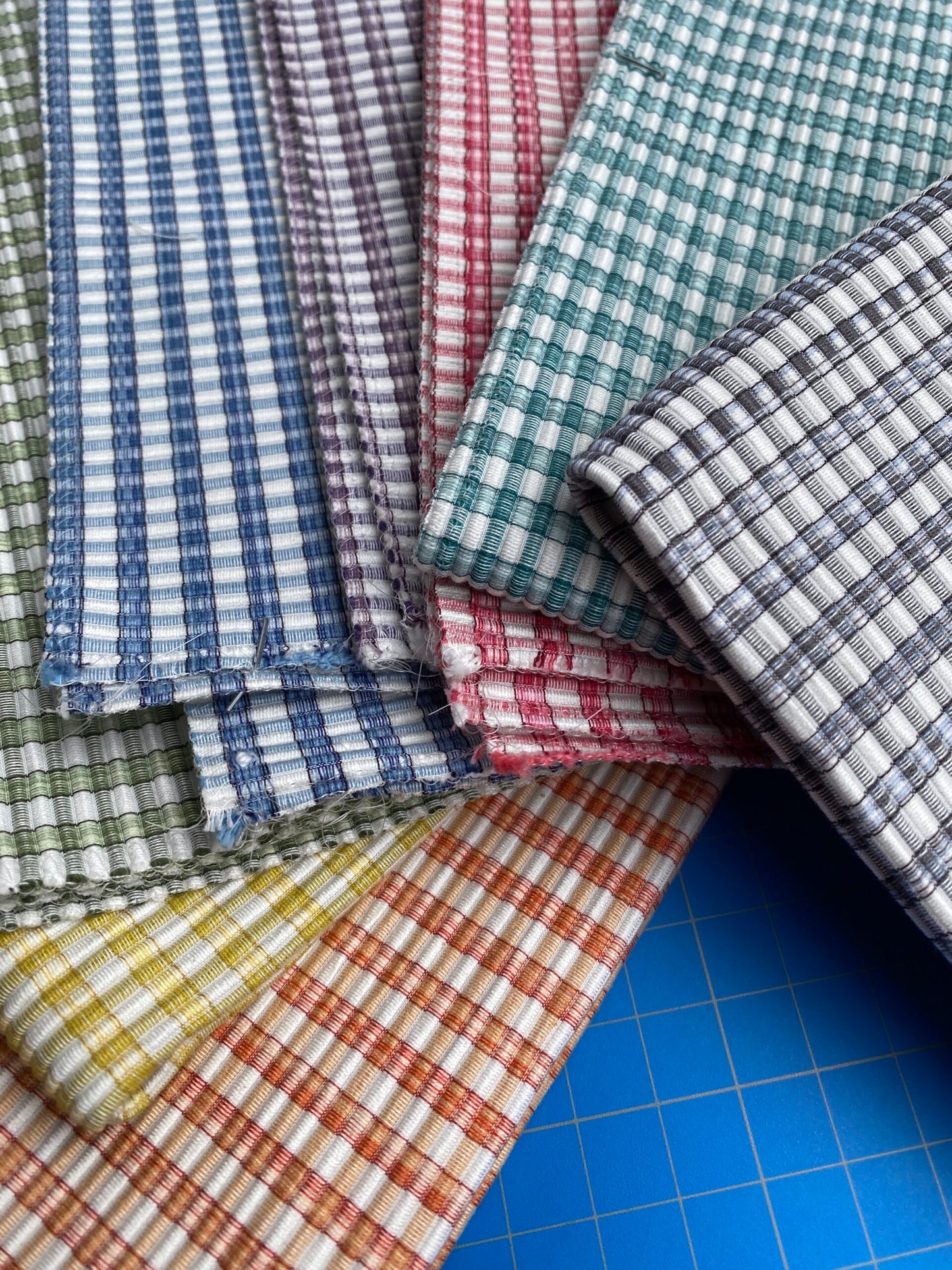 22 Berkbox100 Square Jacquard by Scalamandre MAGPIE 8 Pieces 100% Cotton Plaid Check Small Scale 27"x27" each in Different Colorways MSRP USD214/y