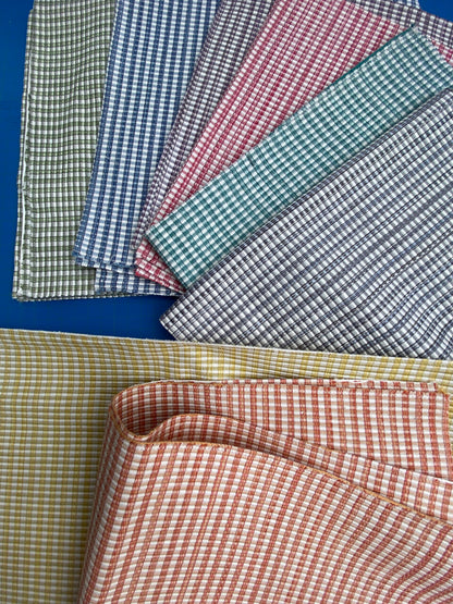 22 Berkbox100 Square Jacquard by Scalamandre MAGPIE 8 Pieces 100% Cotton Plaid Check Small Scale 27"x27" each in Different Colorways MSRP USD214/y