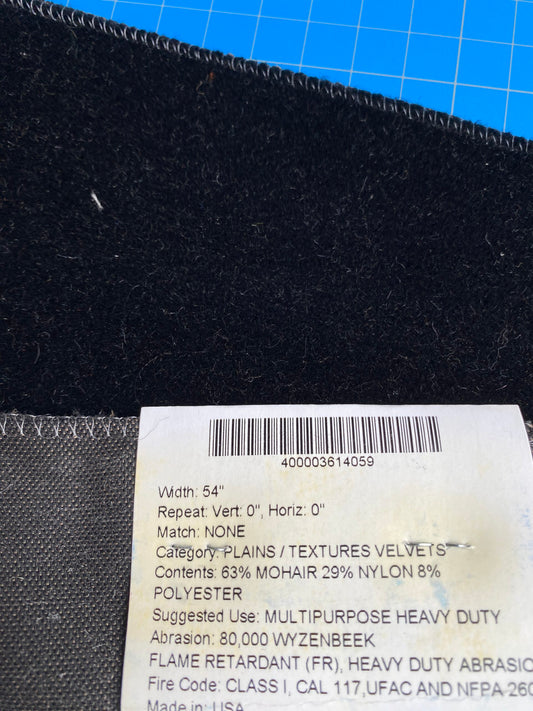 23 Berkbox100 Square Plains Textures by Scalamandre Neva Mohair Black Polyester Mohair Velvet 9"x9"W 4 Pieces MSRP USD 414/y