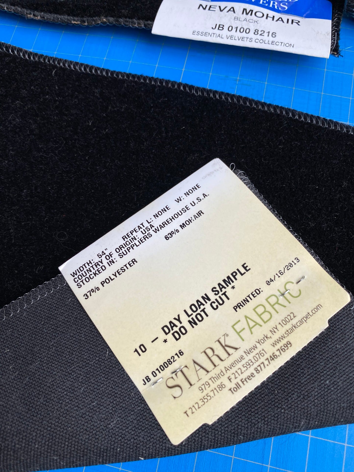 23 Berkbox100 Square Plains Textures by Scalamandre Neva Mohair Black Polyester Mohair Velvet 9"x9"W 4 Pieces MSRP USD 414/y