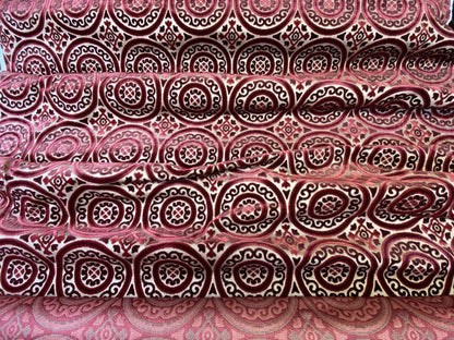 Stroheim &amp; Romann Cut Velvet Silky Ruby Red Medallion Circle Rich! MSRP USD300