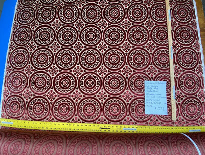 Stroheim &amp; Romann Cut Velvet Silky Ruby Red Medallion Circle Rich! MSRP USD300