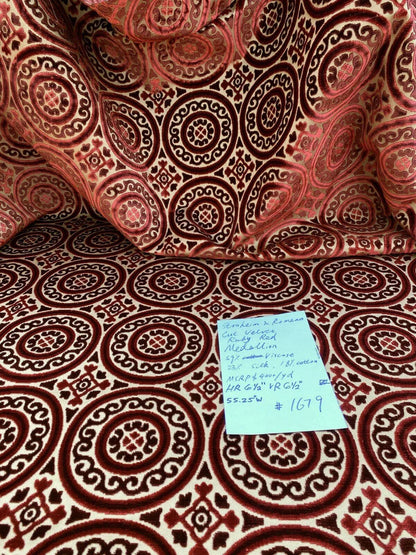 Stroheim &amp; Romann Cut Velvet Silky Ruby Red Medallion Circle Rich! MSRP USD300