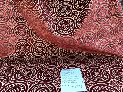 Stroheim &amp; Romann Cut Velvet Silky Ruby Red Medallion Circle Rich! MSRP USD300